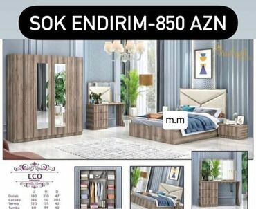 Yataq otağı dəstləri: İkinəfərlik çarpayı, Termo, Dolab, 2 tumba, Azərbaycan, Yeni — 24