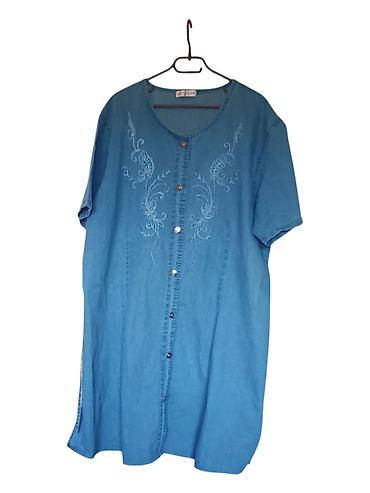 poderane farmerke: Ženska teksas haljina na kopčanje 2xl/3xl - Materijal: lagani denim — 1