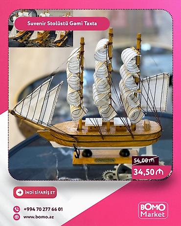 İncəsənət və kolleksiyalar: Suvenir Stolüstü Gəmi – Taxta - Material: keyfiyyətli taxta korpus — 1