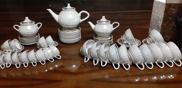 чайный набор: Çay dəsti, rəng - Ağ, Farfor, 12 nəfərlik, Almaniya