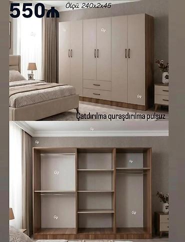Yataq otağı üçün 6 qapılı geniş qarderob. Müasir və zövqlü dizayna