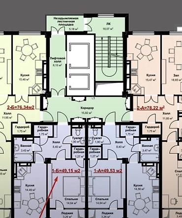 Продажа квартир: 1 комната, 49 м², Кок-Жар ж/м Элитка, 9 этаж, ПСО (под самоотделку) — 6