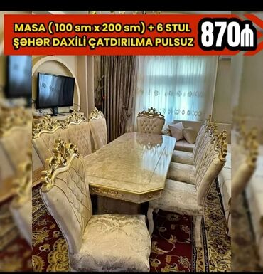 Masa və oturacaq dəstləri: Qonaq otağı üçün, Yeni, Açılmayan, Dördbucaq masa, 6 stul -da lalafo.az — 3 Masa və oturacaq dəstləri: Qonaq otağı üçün, Yeni, Açılmayan, Dördbucaq masa, 6 stul — 3