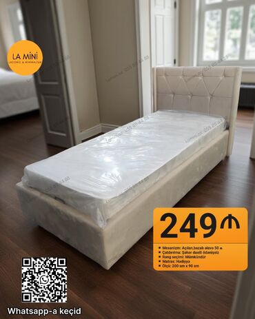 Sifarişlə mətbəx mebeli: Təknəfərlik çarpayı, Bazalı, Matras ilə