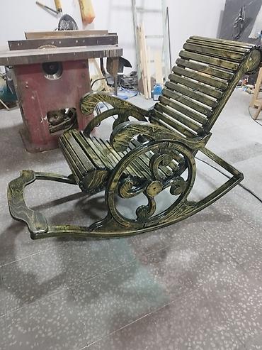ideal mebel: Taxta yelləncək kreslo - Material: tam taxta, dekorativ oyma yan — 1
