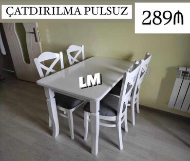 Çarpayılar: Mətbəx üçün, Yeni, Açılmayan, Dördbucaq masa, 4 stul