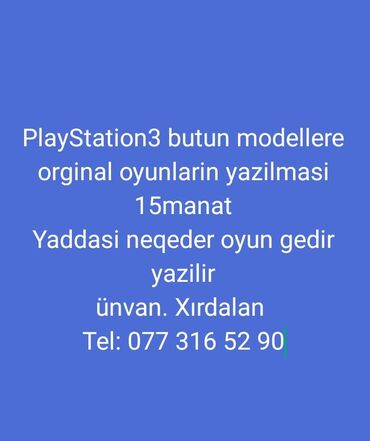 plesdesin 3 qiymeti: PlayStation3 butun modellere orginal oyunlarin yazilmasi Therma pasta