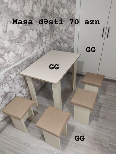 kapron stul: Mətbəx üçün, Yeni, Açılmayan, Dördbucaq masa, 4 stul