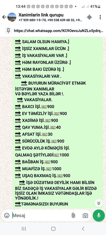 qurtuluş 93 iş elanları: Домработница требуется, Вахтовый метод, Без опыта, Ежемесячная оплата