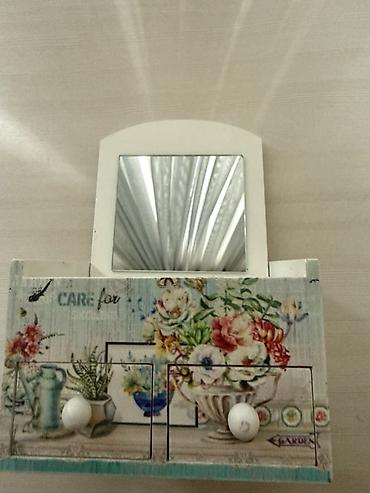 botinkalar cəkmələr: Dekorativ taxta kosmetik organizer güzgü ilə - Material: ağ rəngli — 2