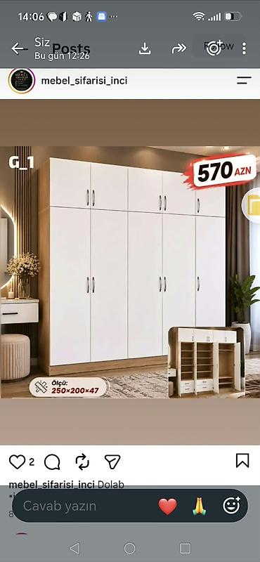 Ağ rəngdə, çox bölməli paltar dolabı – model G_1. - Ölçü: 250 × 200 × lalafo.az -da Ağ rəngdə, çox bölməli paltar dolabı – model G_1. - Ölçü: 250 × 200 ×