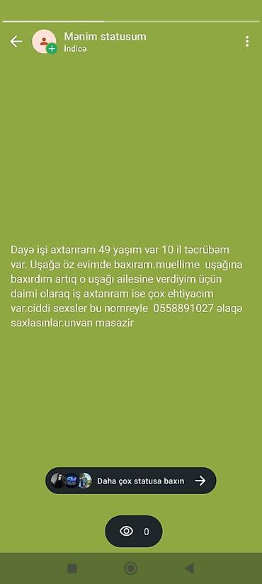 daye isi axtariram: Uşaq baxımı xidməti – dayə - 10 illik təcrübə - Uşağa öz evimdə baxım — 1
