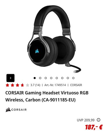 Corsair Virtuoso RGB Wireless Профессиональные игровые наушники Без