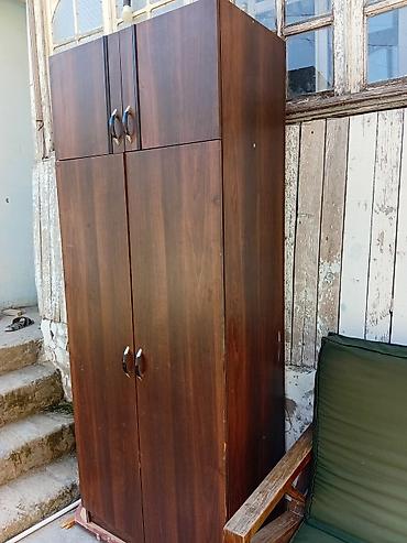 İki bölməli paltar şkafı - Material: laminat/LDSP, tünd qoz rəngi