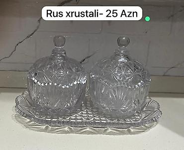 boşqa: Rus xrustalı dəst - Klassik rus kəsmə naxışlı kristal dizayn - 2 ədəd — 1