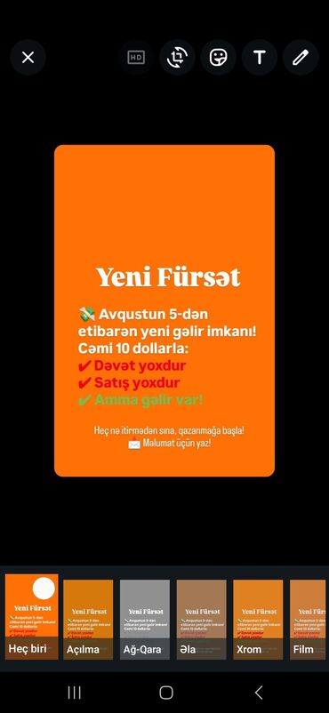 qubada is: Xidmət: Onlayn gəlir imkanı Təsvir: - Avqustun 5-dən etibarən yeni