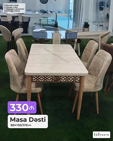 Məhsul: Masa Dəsti - Ölçü: 80 × 130/170 sm (açılan mexanizmli masa) -