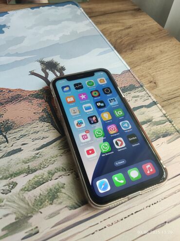 бувушный телефон: IPhone 11, Б/у, 64 ГБ, Sierra Blue, Чехол, 81 %