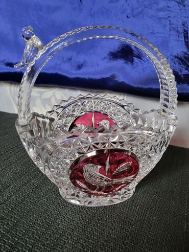 Činije: Korpa nova kristal,rucni rad Anna Hutte iz 70ih. Korpa,sve na njoj — 4