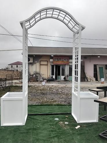 Digər bağ, çöl mebeli: Bağ üçün dekorativ ağ taxta trellis qövs - Material: ağ rəngdə — 5