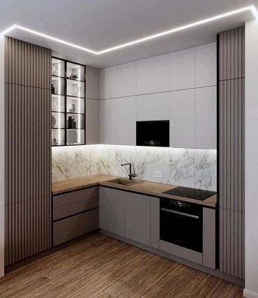 Sifarişlə mətbəx mebeli: Sifarişlə mətbəx dəsti, Özü çəkən petlələr, Mat laminat, Kredit var, Rayonlara çatdırılma, Pulsuz çatdırılma — 17