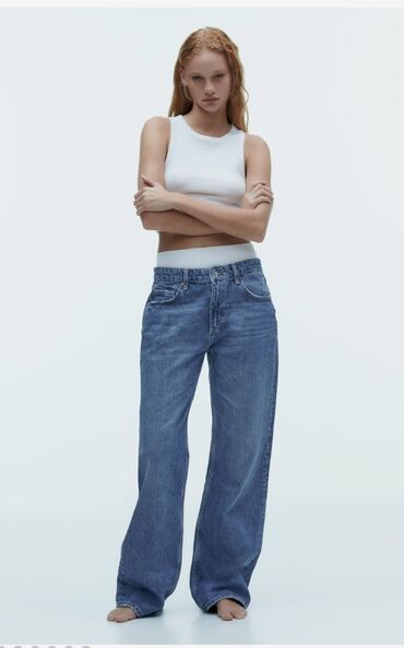 джинсы на высоком посадке: Прямые, Zara, Турция, Высокая талия