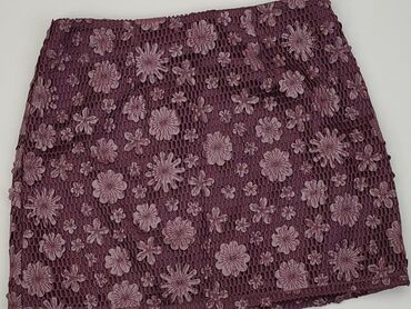 fioletowa spódnice w kwiaty: Spódnica, M, stan - Dobry