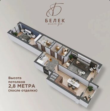 Продажа квартир: 2 комнаты, 78 м², Элитка, 12 этаж, Евроремонт