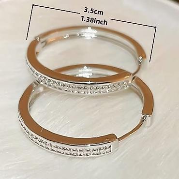 Minđuše: Zlatne pravougaone minđuše – huggie model sa sjajnim cirkonima - — 6