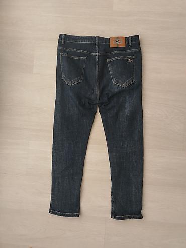 ucuz bijuteriyalar: Tünd mavi rəngdə klassik düz kəsimli cins şalvar. - Material: denim — 2