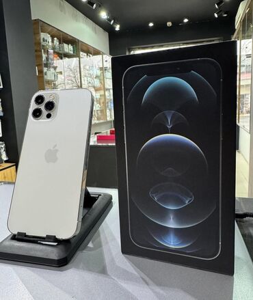 Apple iPhone: IPhone 12 Pro Max, 128 GB, White Titanium, Kredit, Face ID, Sənədlərlə