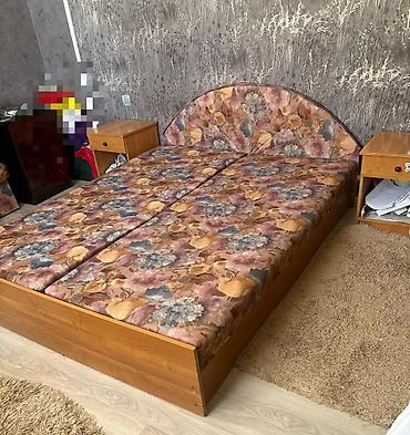 Мебель для дома: İkinefərlik taxta çarpayı dəsti - Material: ağac karkas, taxta korpus — 3