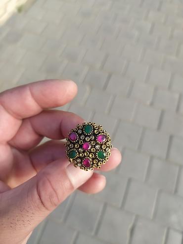 Бижутерия: Osmanlı üslubunda bəzəkli üzük - Material: sarı metal ərintisi — 1