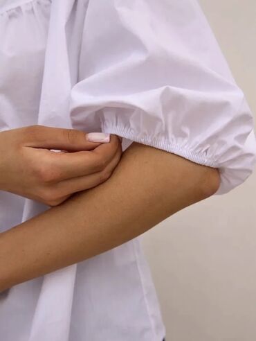 Блузки: Блузка, Крестьянка, Хлопок, Однотонный — 4