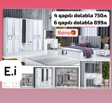 Yataq otağı dəstləri: İkinəfərlik çarpayı, Dolab, Termo, 2 tumba, Yeni