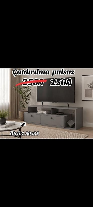 TV altlığı: TV altlığı / TV stendi - Ölçü: 1.50 x 35 sm - Rəng variantları: təbii — 3