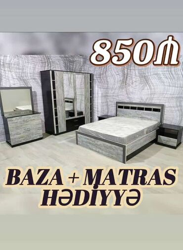 Yataq otağı dəstləri: İkinəfərlik çarpayı, 2 tumba, Termo, Dolab, Azərbaycan, Yeni — 14