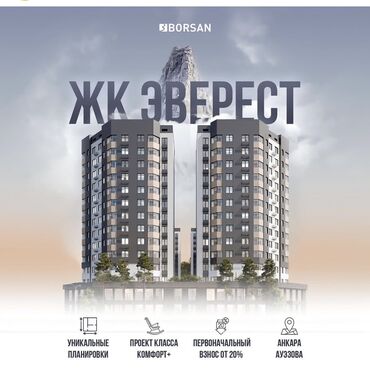 квартира одна комнатный бишкек: 3 комнаты, 86 м², Элитка, 11 этаж, ПСО (под самоотделку)