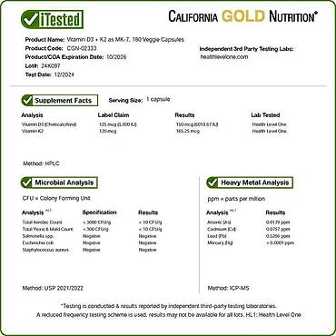 еды: D3 и К2 в форме MK-7, витамины California Gold Nutrition, 180 — 6