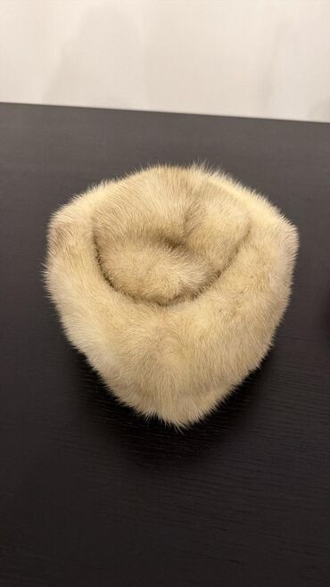 дозиметр купить баку: Bej rəngli təbii norka papaq - Model: dairəvi, qabarıq kənarlı