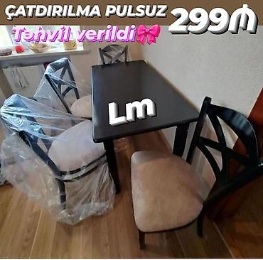 mətbəx stol stul ucuz: Mətbəx üçün, Yeni, Açılmayan, Dördbucaq masa, 4 stul — 1