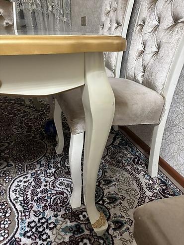 taxta qutular: Klassik üslubda yemək masası - Rəng: süd ağ və qızılı vurğular - — 2