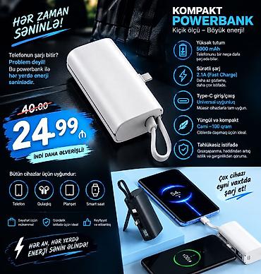 planşet lenovo: Powerbank 5000 mAh, Yeni — 1