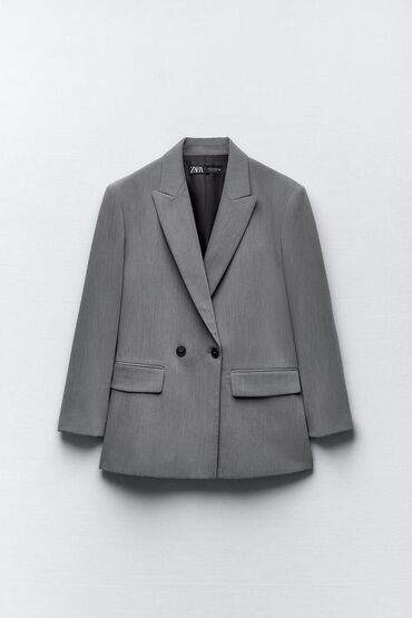 чёрное пальто оверсайз zara: Костюм S (EU 36), цвет - Серый