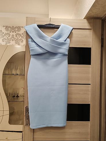 elbiseler: Zərif açıq mavi rəngdə qadın donu - Model: Qələm (bodycon) silueti — 4