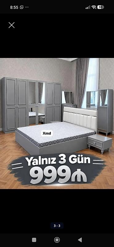 Yataq otağı mebel dəsti – müasir boz dizayn Dəstə daxildir: - Geniş