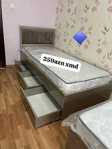Ev üçün mebel: Yeni, Təknəfərlik çarpayı, Matras ilə, Siyirməli — 1