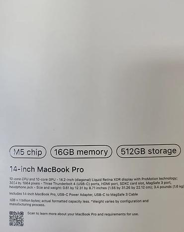14 про мака: Срочно! Apple MacBook Pro 14" (серебристый), чип M5, 16 ГБ памяти, 512 — 2