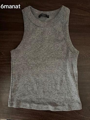 Futbolka və maykalar: Qadın geyimləri – müxtəlif modellər 1) Boz rezin toxumalı qoltuqsuz — 1