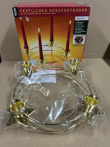 Sveće i svećnjaci: TCM svečani svećnjak/venac za advent – mesing, Ø oko 24 cm - Okrugli — 7